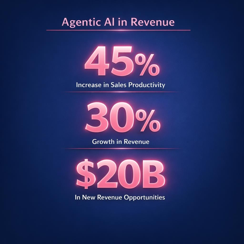 Agentic AI in Revenue — key stats, steps and framework infographic for B2B revenue teams | Revspire