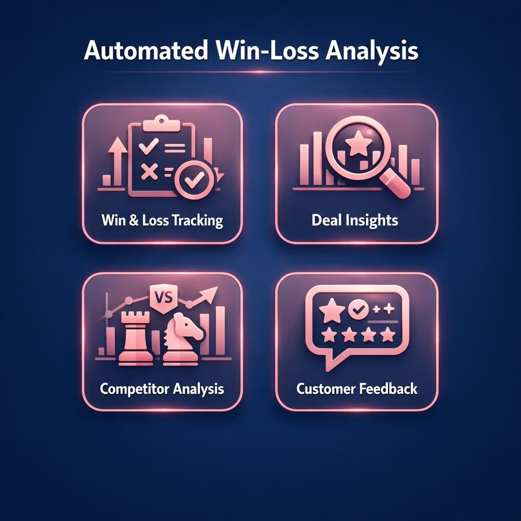 Automated Win-Loss Analysis — key stats, steps and framework infographic for B2B revenue teams | Revspire