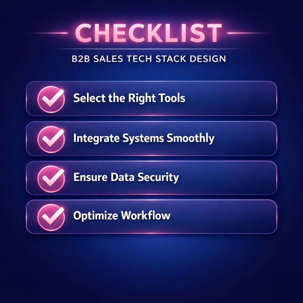 B2B Sales Tech Stack Design — key stats, steps and framework infographic for B2B revenue teams | Revspire