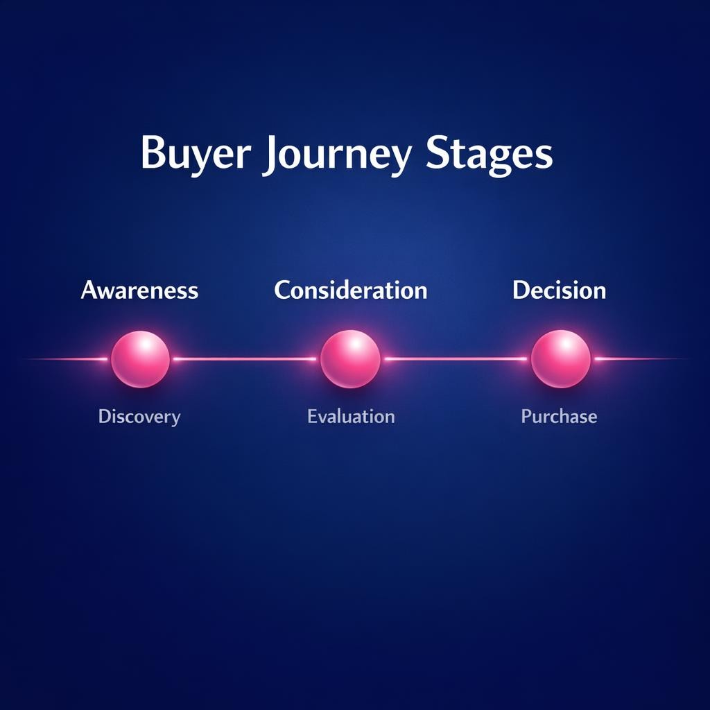 Buyer Journey Stages — key stats, steps and framework infographic for B2B revenue teams | Revspire