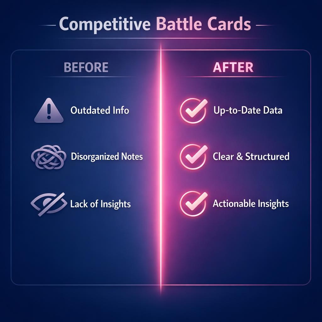 Competitive Battle Cards — key stats, steps and framework infographic for B2B revenue teams | Revspire