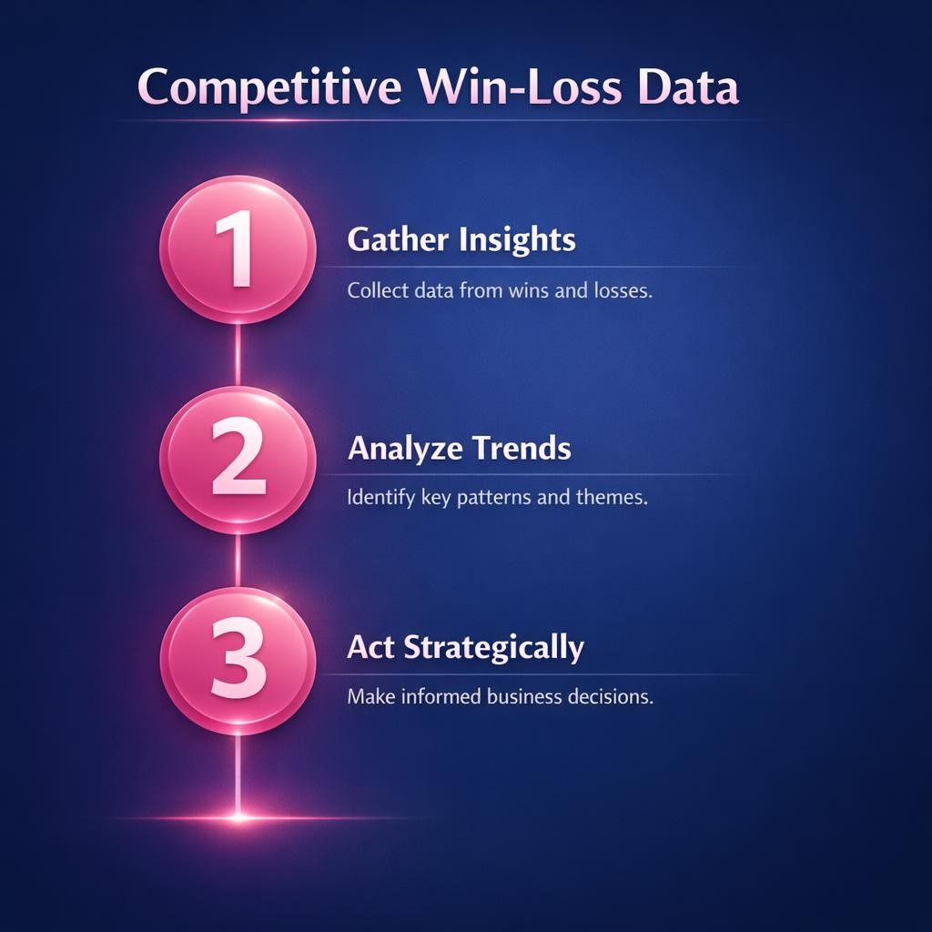Competitive Win-Loss Data — key stats, steps and framework infographic for B2B revenue teams | Revspire