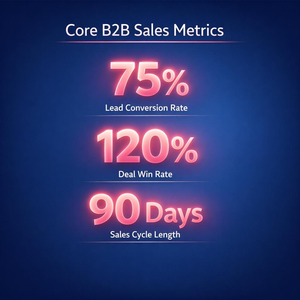 Core B2B Sales Metrics — key stats, steps and framework infographic for B2B revenue teams | Revspire