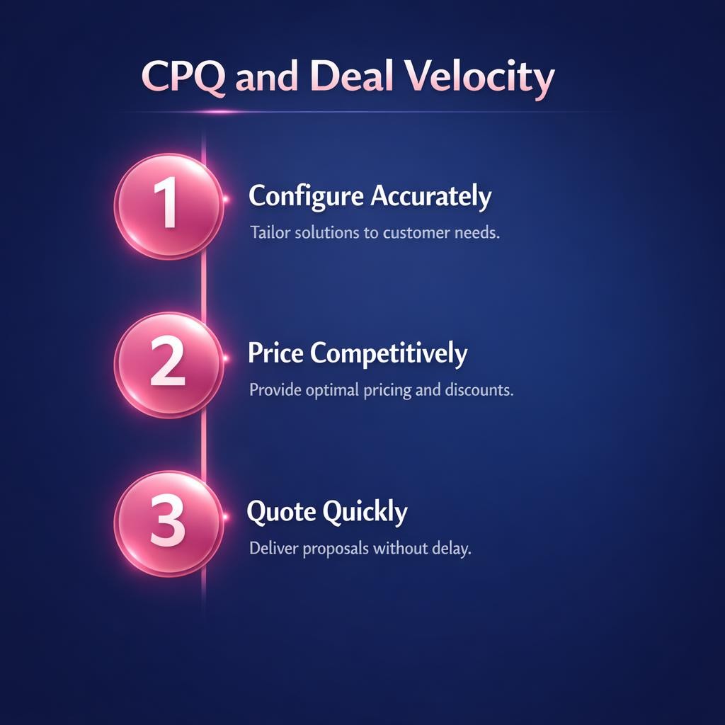 CPQ and Deal Velocity — key stats, steps and framework infographic for B2B revenue teams | Revspire