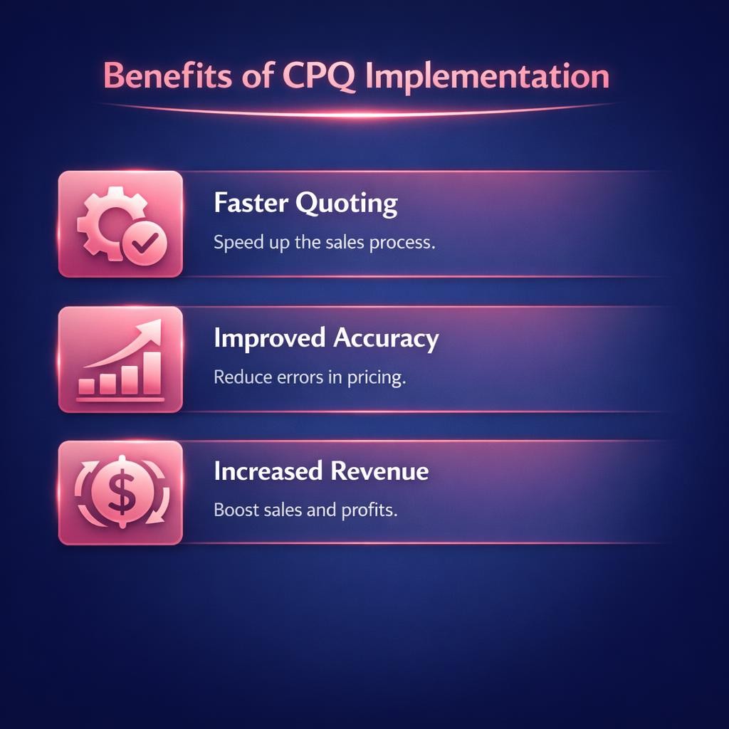 CPQ Implementation — key stats, steps and framework infographic for B2B revenue teams | Revspire
