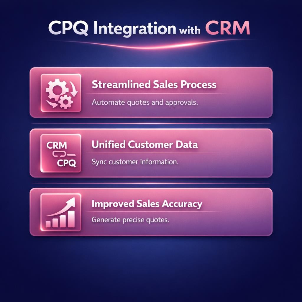 CPQ Integration with CRM — key stats, steps and framework infographic for B2B revenue teams | Revspire