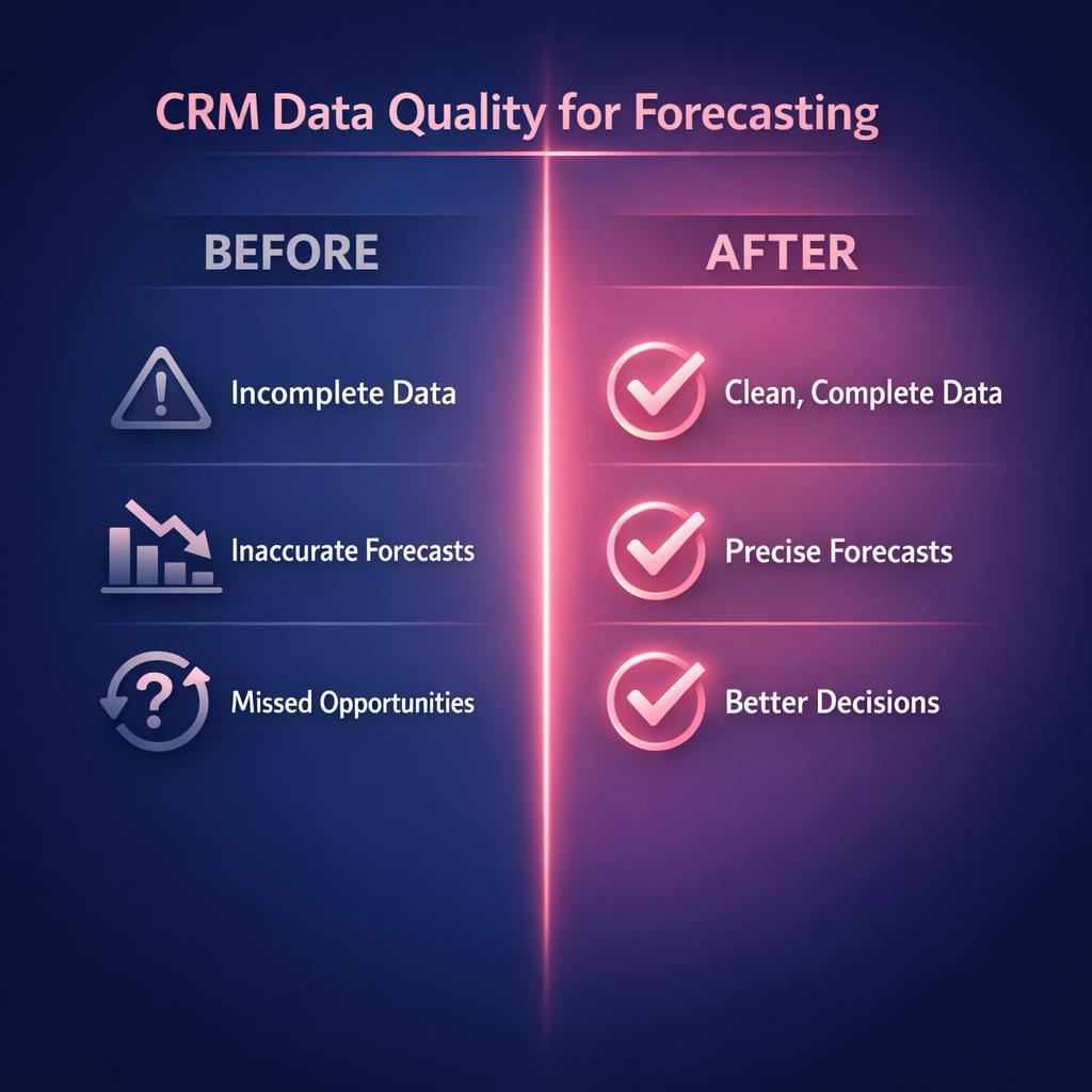 CRM Data Quality for Forecasting — key stats, steps and framework infographic for B2B revenue teams | Revspire