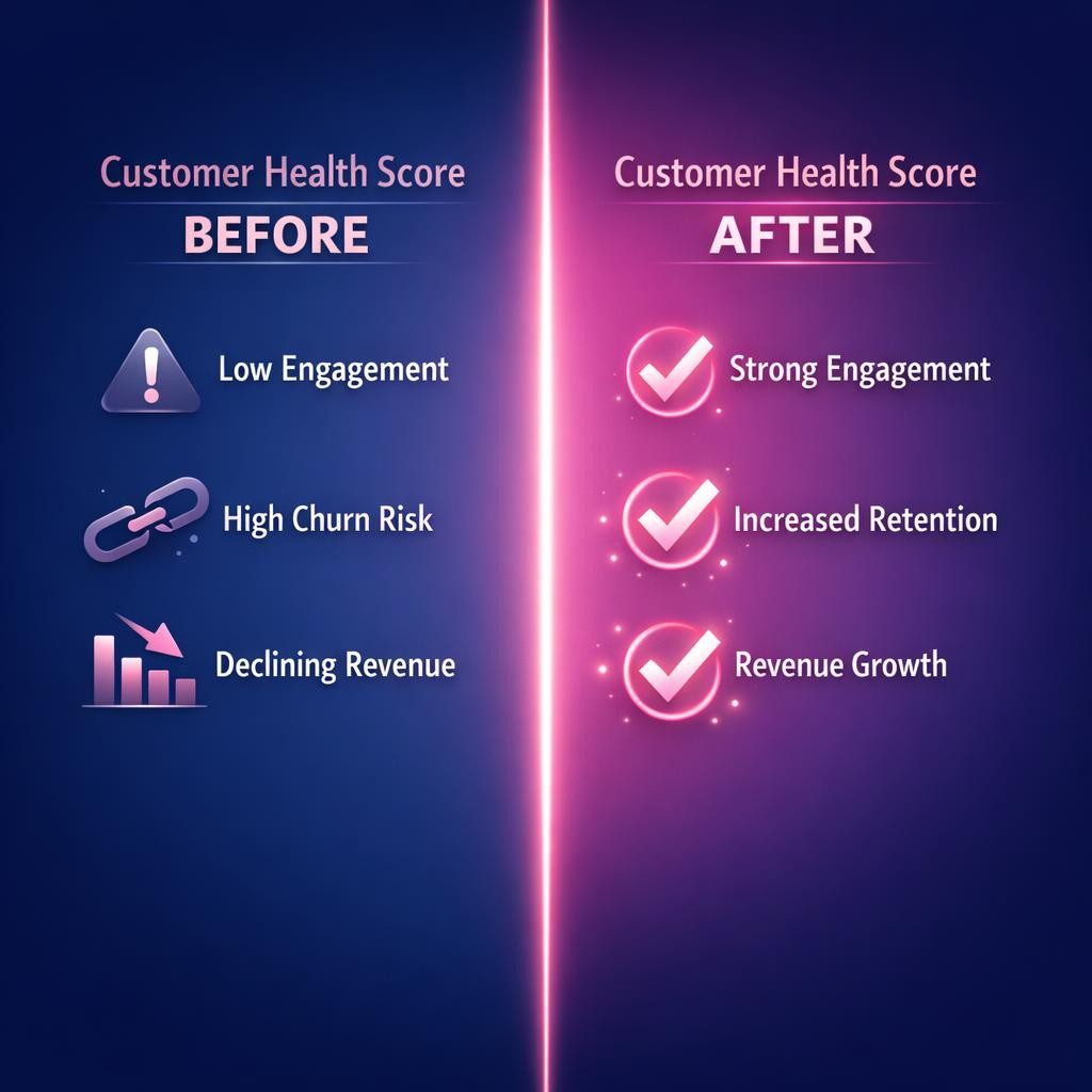 Customer Health Score — key stats, steps and framework infographic for B2B revenue teams | Revspire