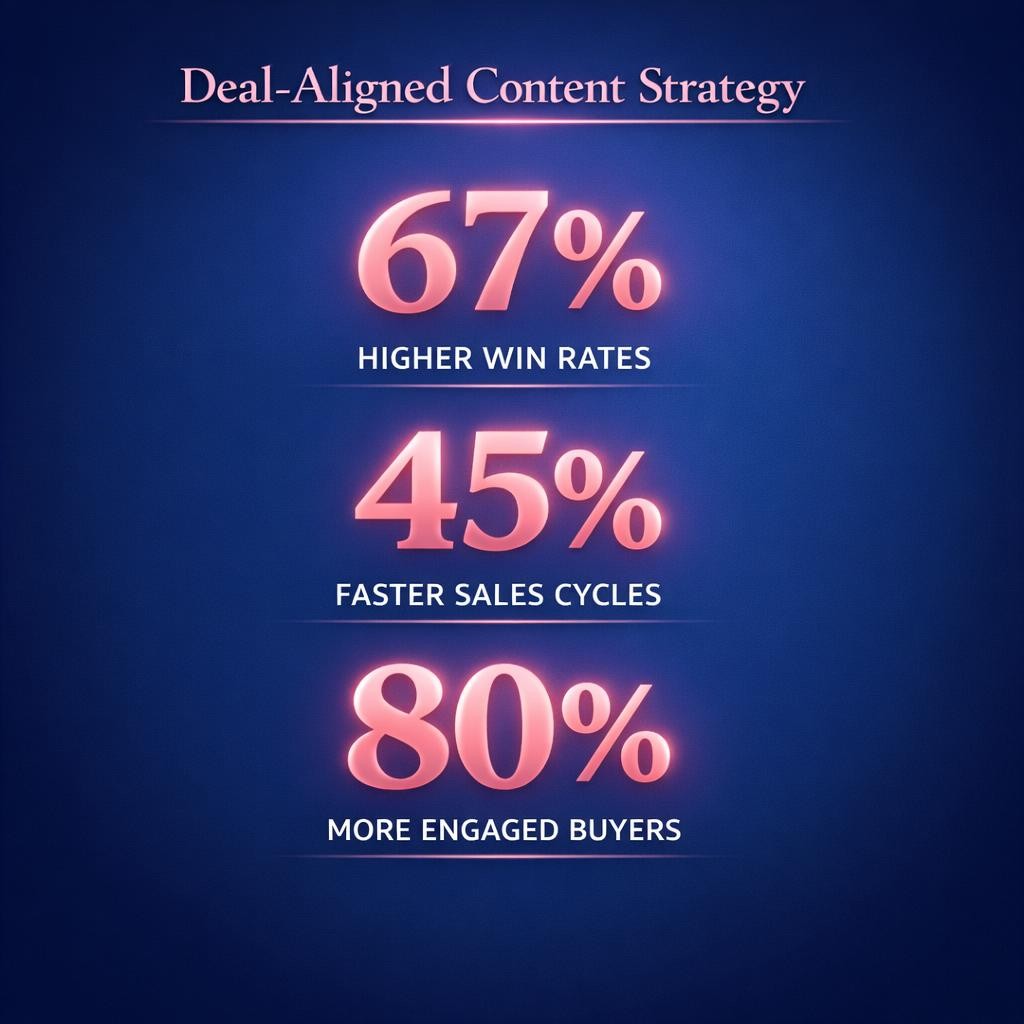 Deal-Aligned Content Strategy — key stats, steps and framework infographic for B2B revenue teams | Revspire