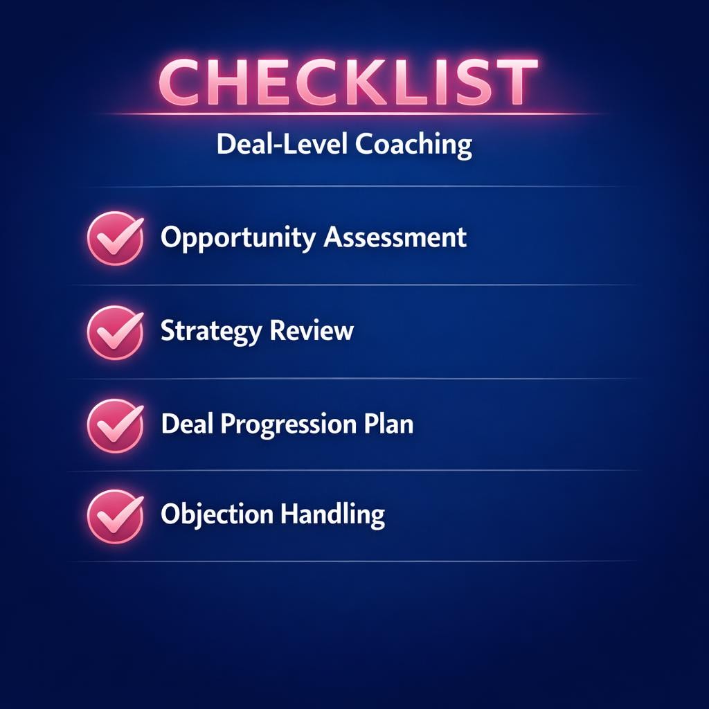 Deal-Level Coaching — key stats, steps and framework infographic for B2B revenue teams | Revspire