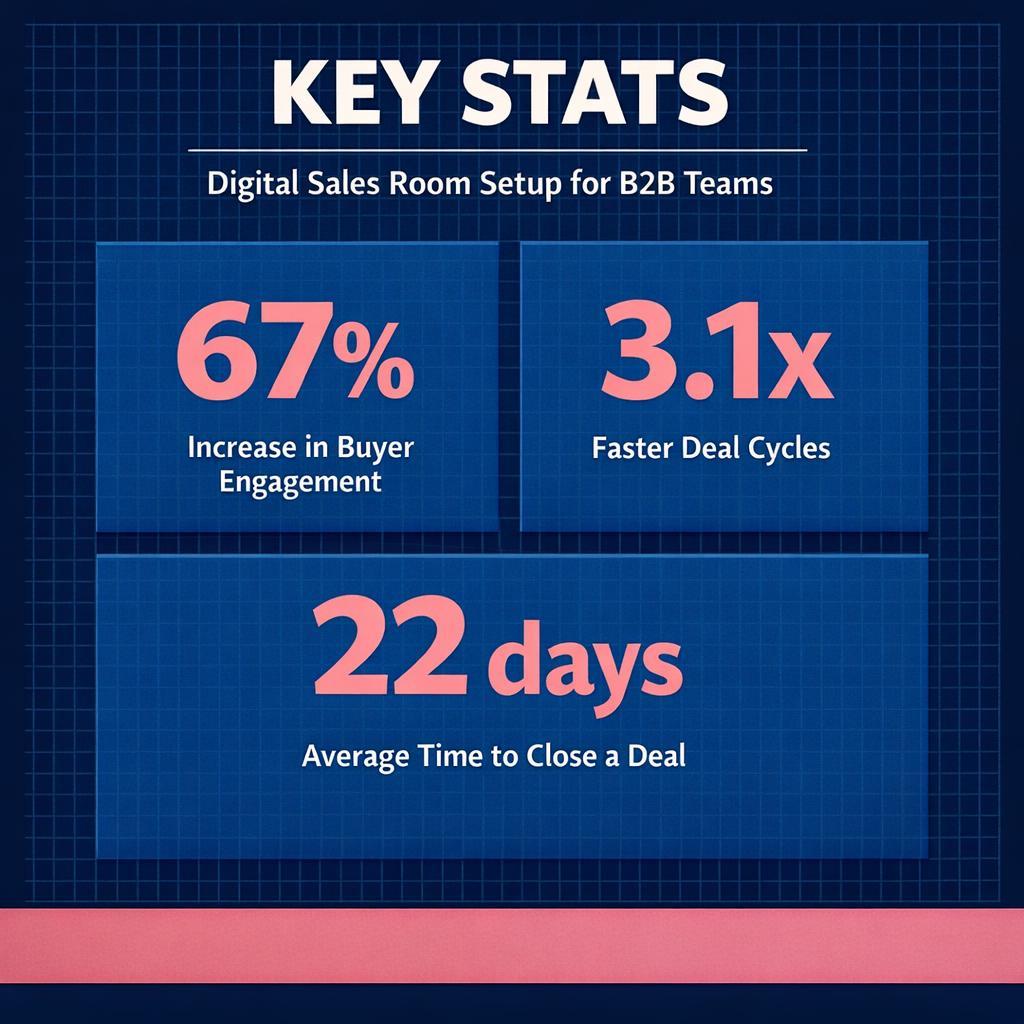 Digital Sales Room Setup — key stats, steps and framework infographic for B2B revenue teams | Revspire