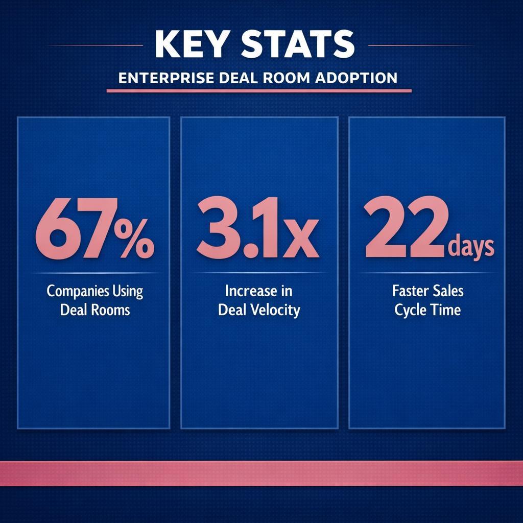 Enterprise Deal Room Adoption — key stats, steps and framework infographic for B2B revenue teams | Revspire