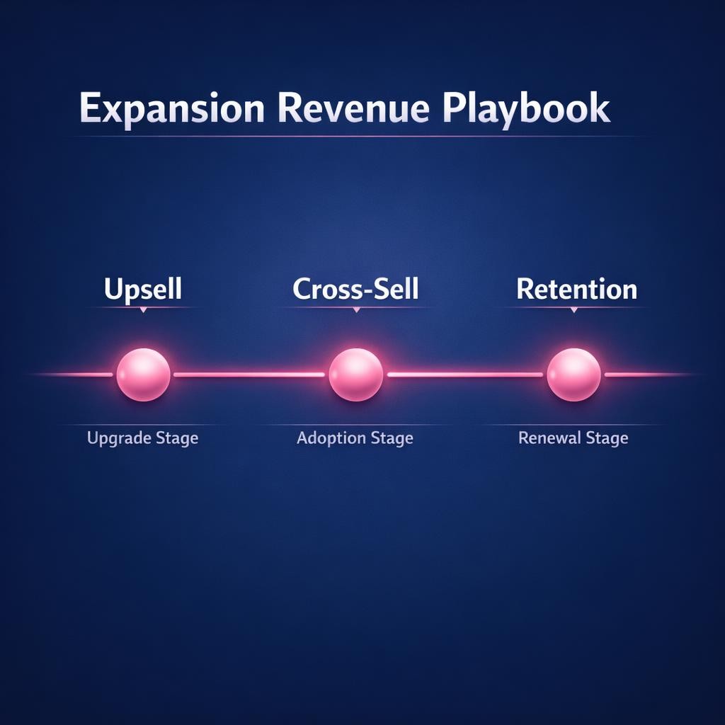 Expansion Revenue Playbook — key stats, steps and framework infographic for B2B revenue teams | Revspire
