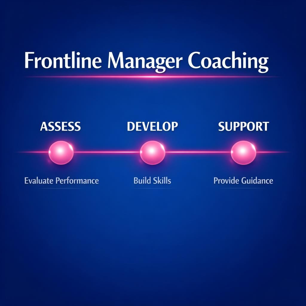 Frontline Manager Coaching — key stats, steps and framework infographic for B2B revenue teams | Revspire