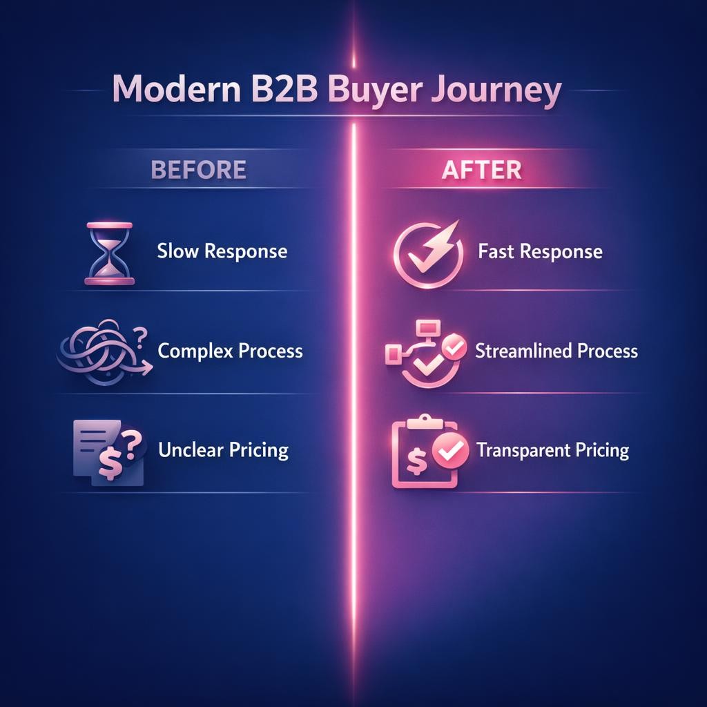 Modern B2B Buyer Journey — key stats, steps and framework infographic for B2B revenue teams | Revspire