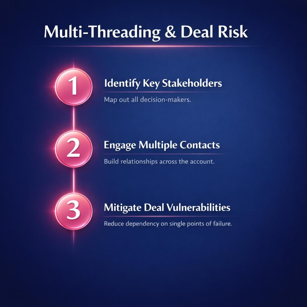Multi-Threading and Deal Risk — key stats, steps and framework infographic for B2B revenue teams | Revspire