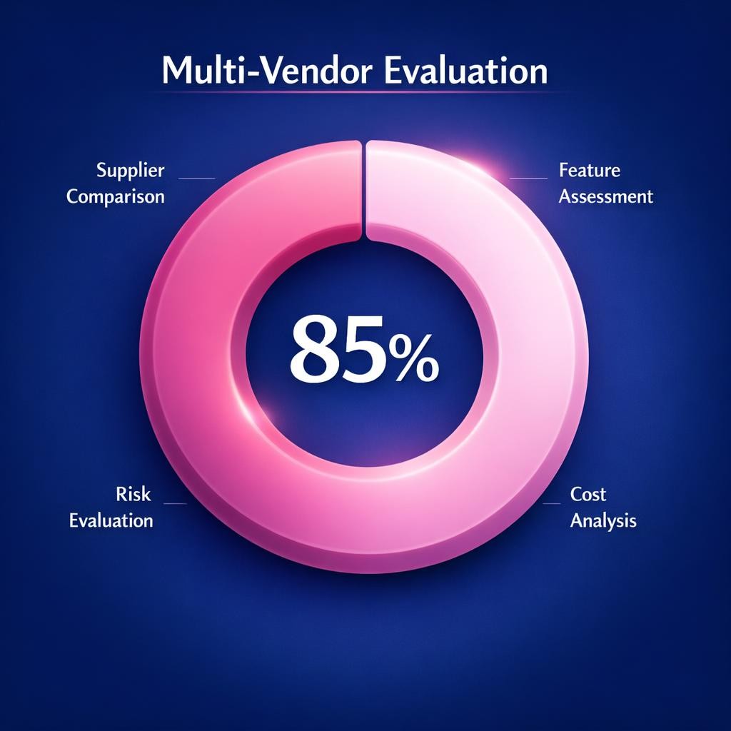Multi-Vendor Evaluation — key stats, steps and framework infographic for B2B revenue teams | Revspire