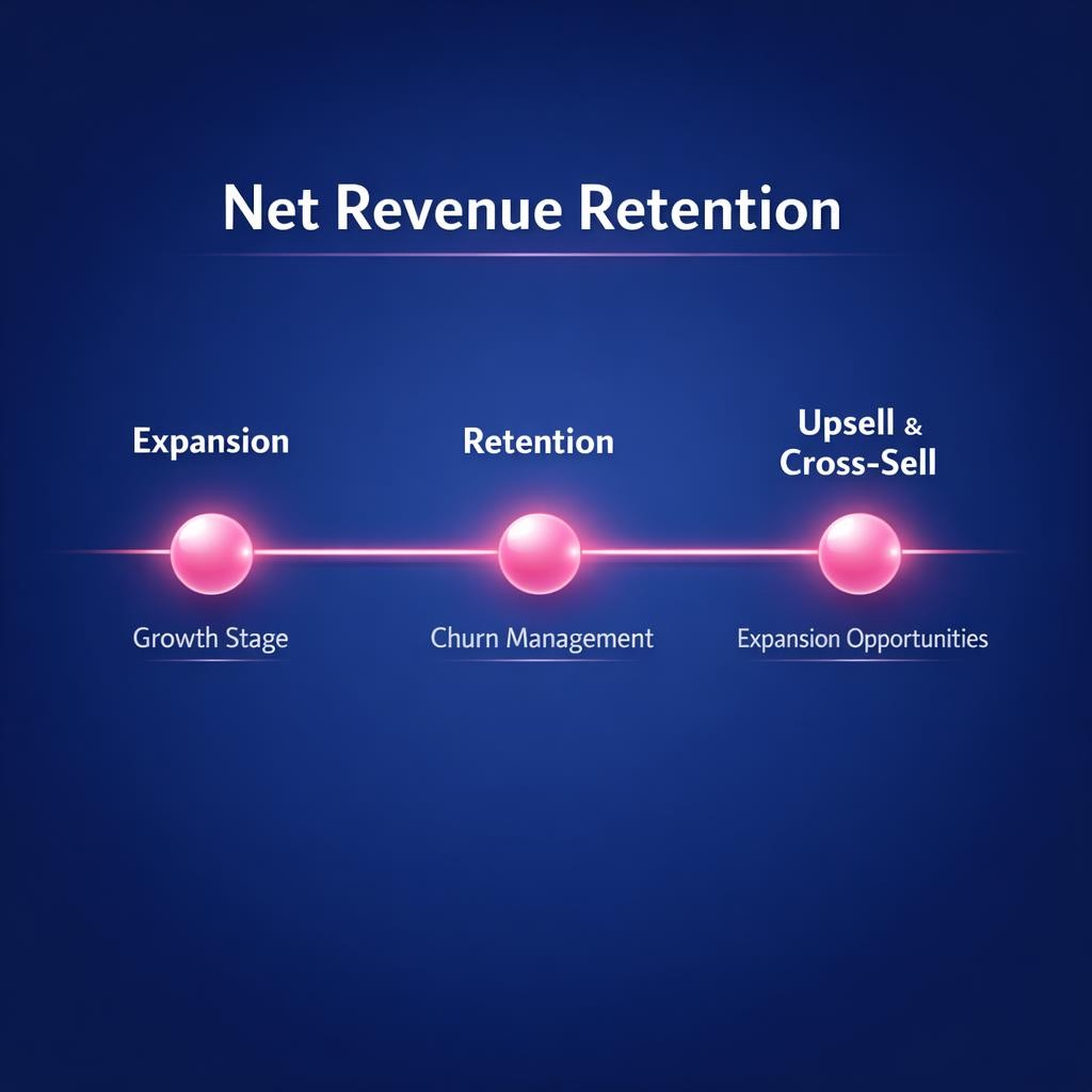 Net Revenue Retention — key stats, steps and framework infographic for B2B revenue teams | Revspire
