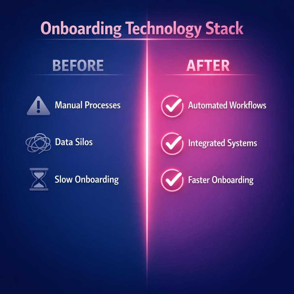 Onboarding Technology Stack — key stats, steps and framework infographic for B2B revenue teams | Revspire