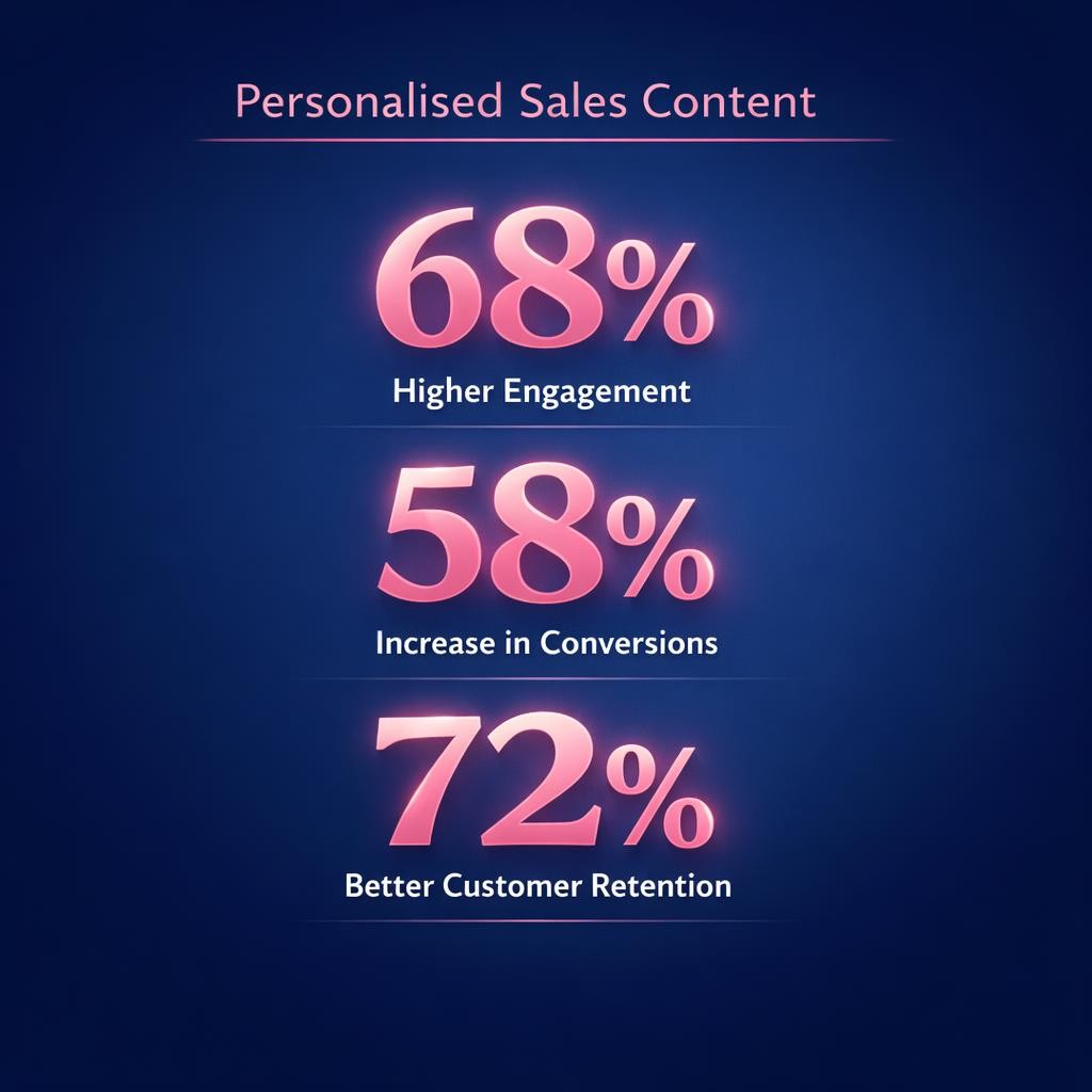 Personalised Sales Content — key stats, steps and framework infographic for B2B revenue teams | Revspire