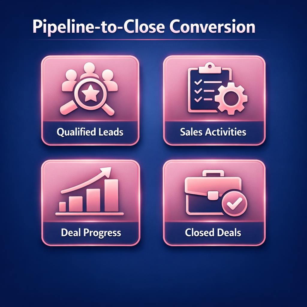 Pipeline-to-Close Conversion — key stats, steps and framework infographic for B2B revenue teams | Revspire