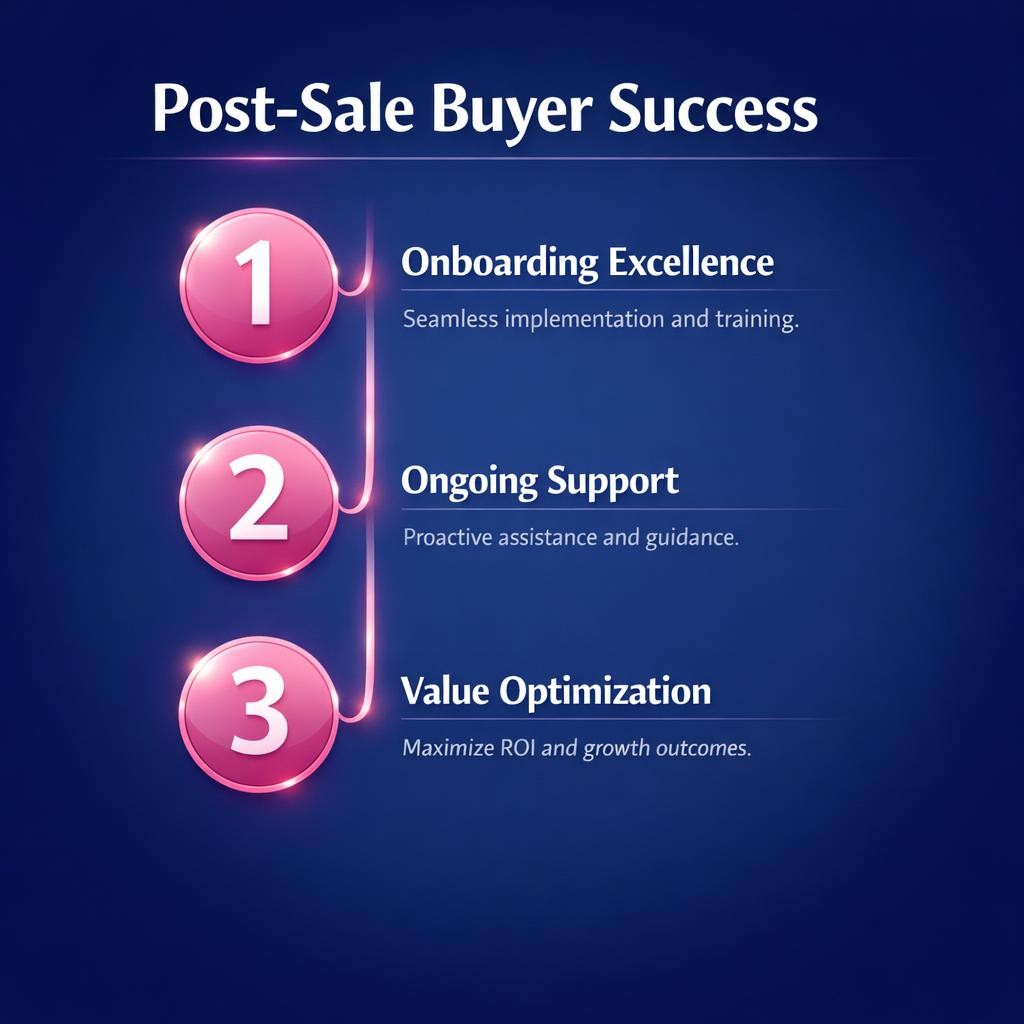 Post-Sale Buyer Success — key stats, steps and framework infographic for B2B revenue teams | Revspire