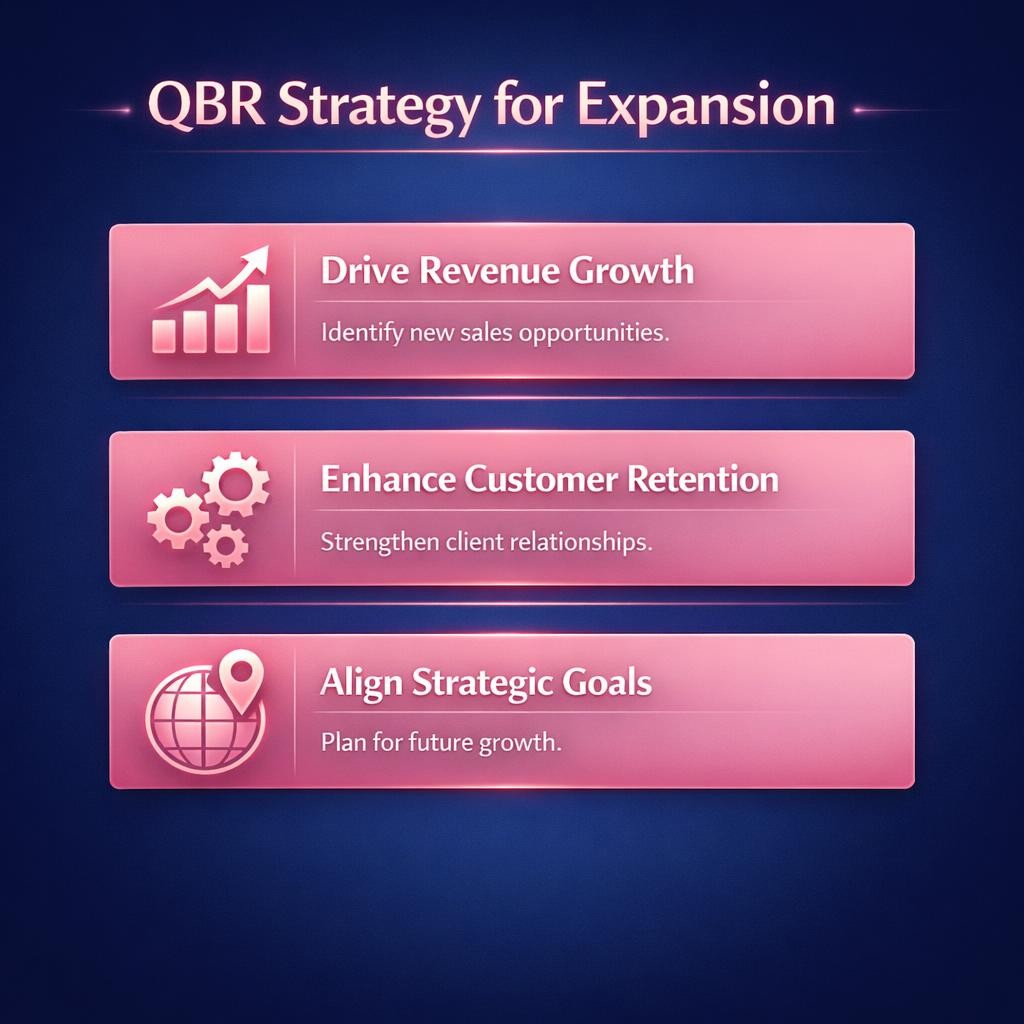 QBR Strategy for Expansion — key stats, steps and framework infographic for B2B revenue teams | Revspire