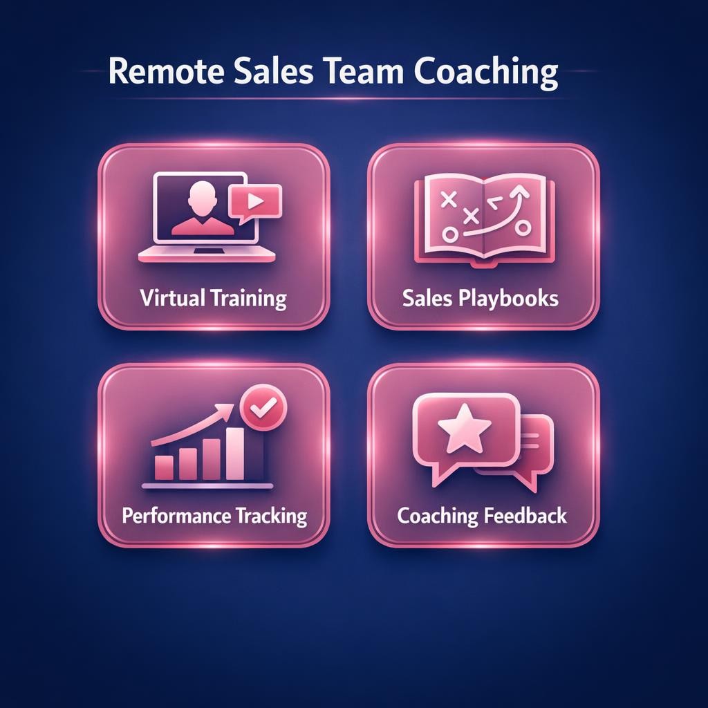Remote Sales Team Coaching — key stats, steps and framework infographic for B2B revenue teams | Revspire