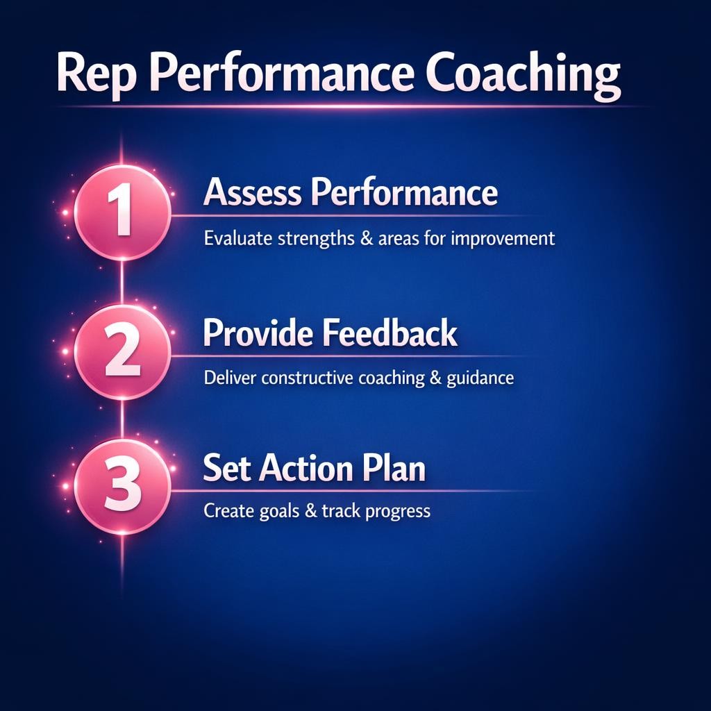 Rep Performance Coaching — key stats, steps and framework infographic for B2B revenue teams | Revspire
