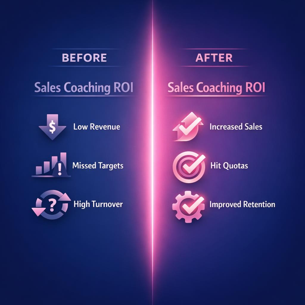 Sales Coaching ROI — key stats, steps and framework infographic for B2B revenue teams | Revspire