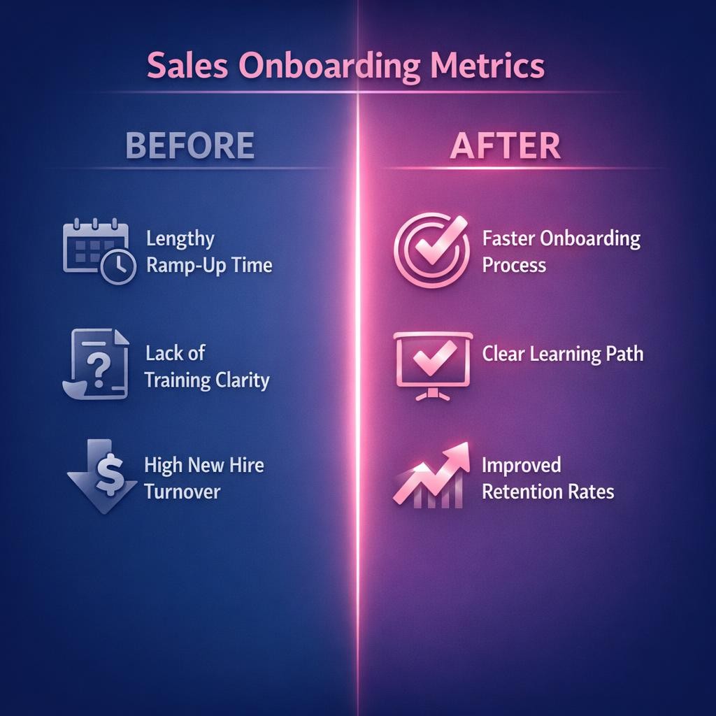Sales Onboarding Metrics — key stats, steps and framework infographic for B2B revenue teams | Revspire
