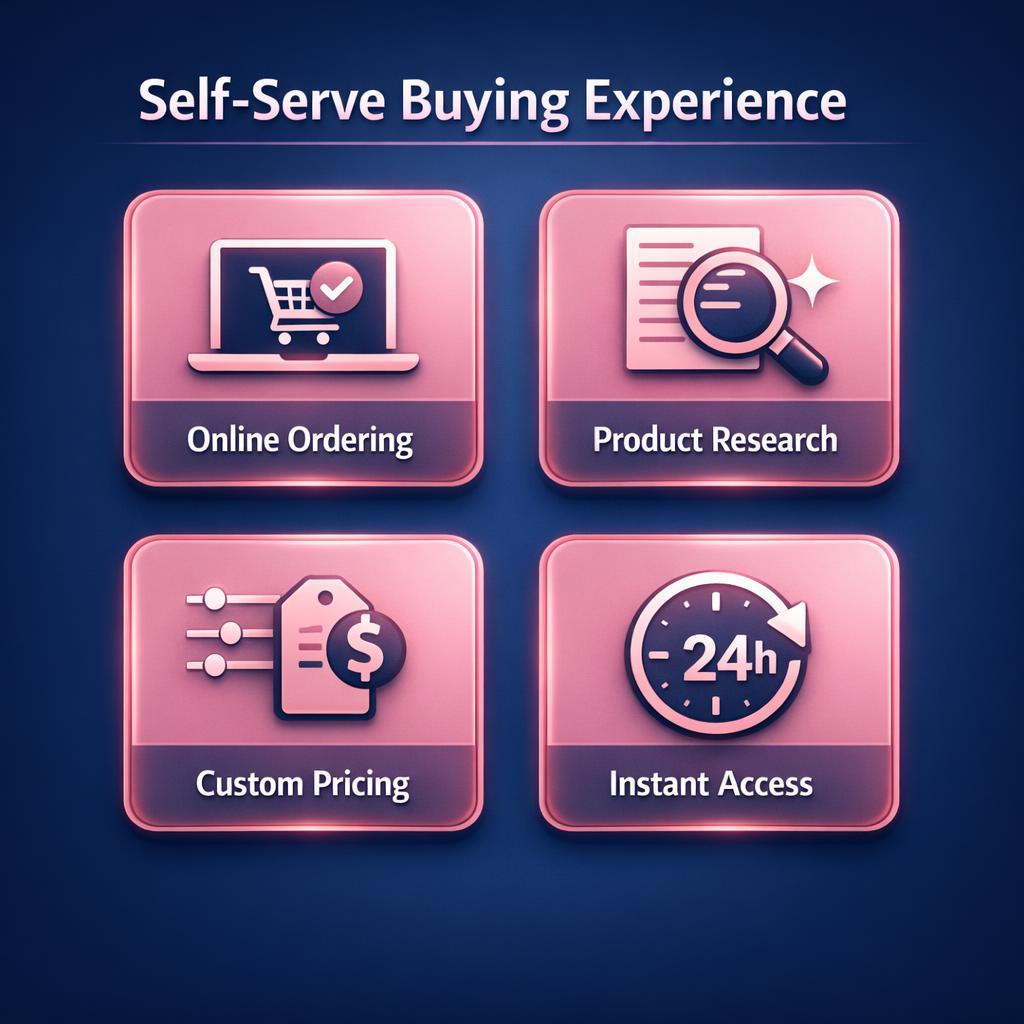 Self-Serve Buying Experience — key stats, steps and framework infographic for B2B revenue teams | Revspire