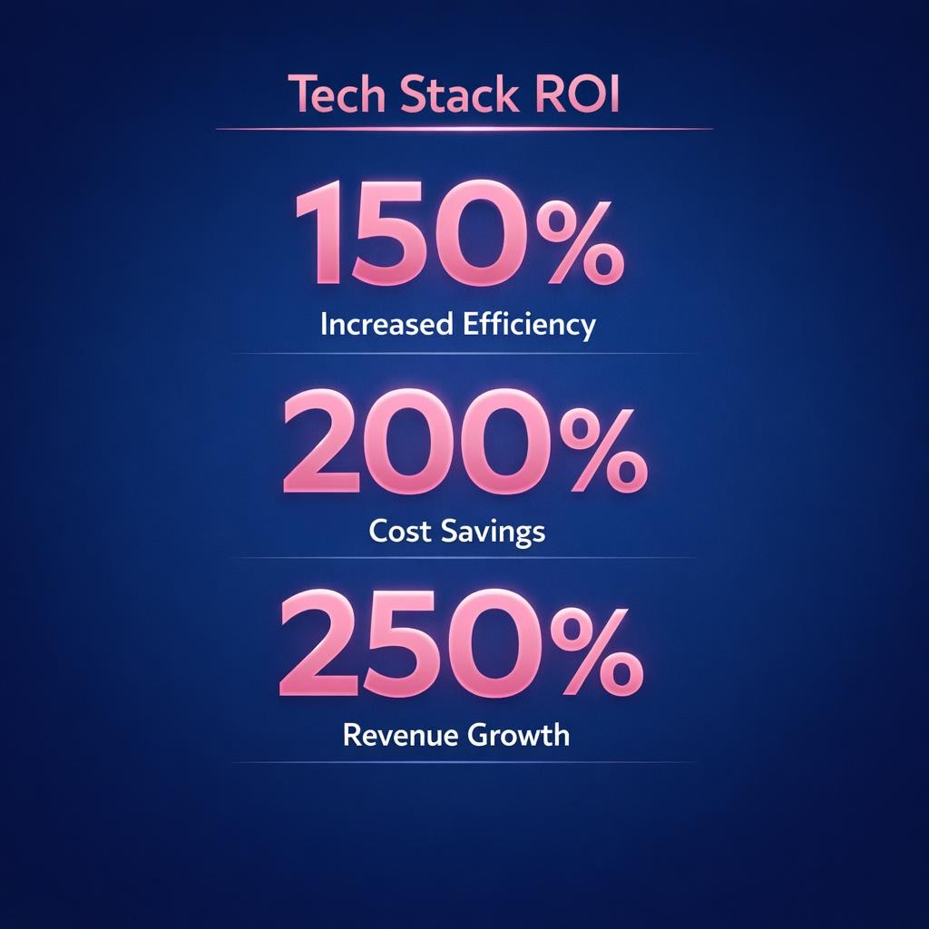 Tech Stack ROI — key stats, steps and framework infographic for B2B revenue teams | Revspire