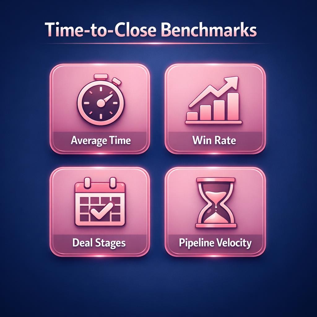 Time-to-Close Benchmarks — key stats, steps and framework infographic for B2B revenue teams | Revspire