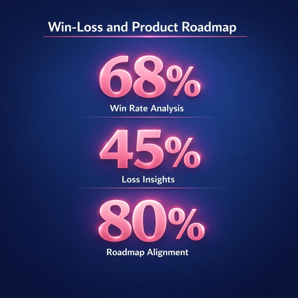 Win-Loss and Product Roadmap — key stats, steps and framework infographic for B2B revenue teams | Revspire