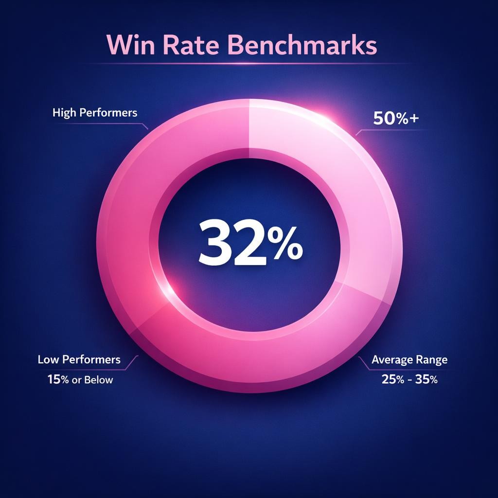Win Rate Benchmarks — key stats, steps and framework infographic for B2B revenue teams | Revspire