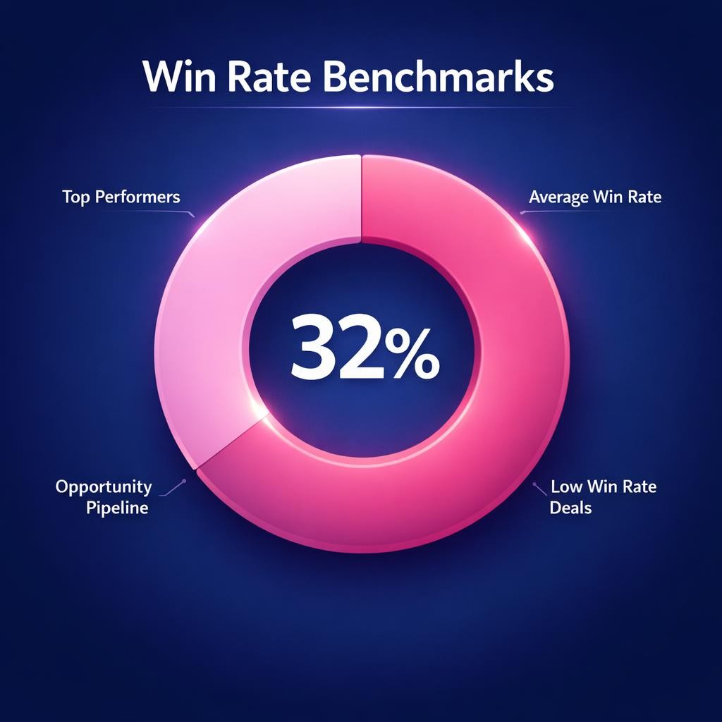Win Rate Benchmarks — key stats, steps and framework infographic for B2B revenue teams | Revspire