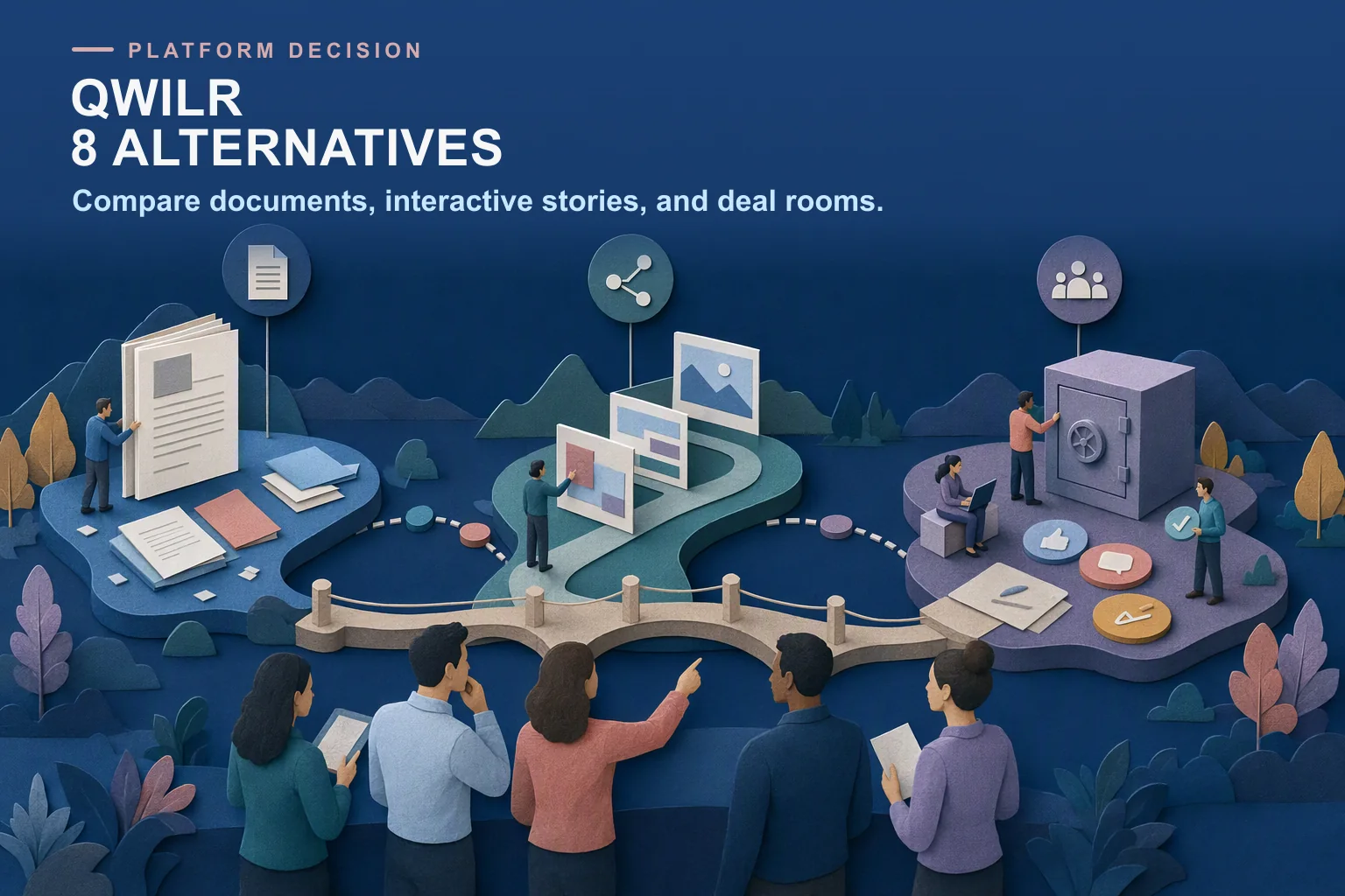 Editorial platform decision comparing document proposals, interactive web proposals, and deal rooms with switching considerations.
